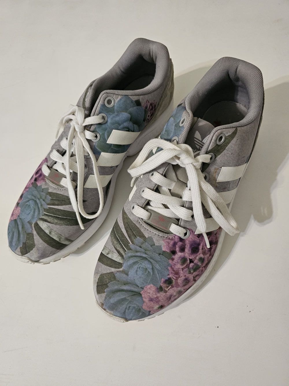 adidas Gray Floral Print Women's Lace-Up Sneakers